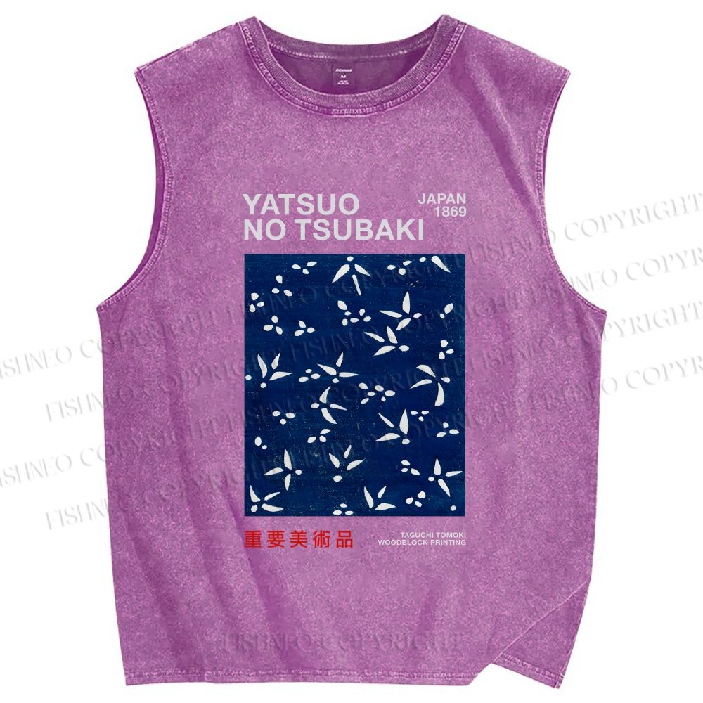 Unisex Yatsuo No Tsubaki Printed Washed Tank Top