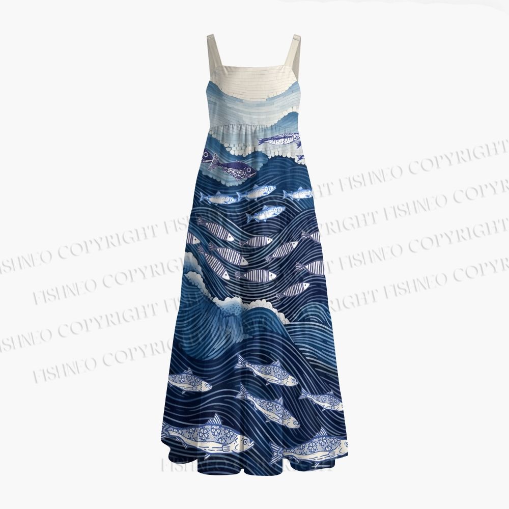 Fish in Wave Maxi Dresses