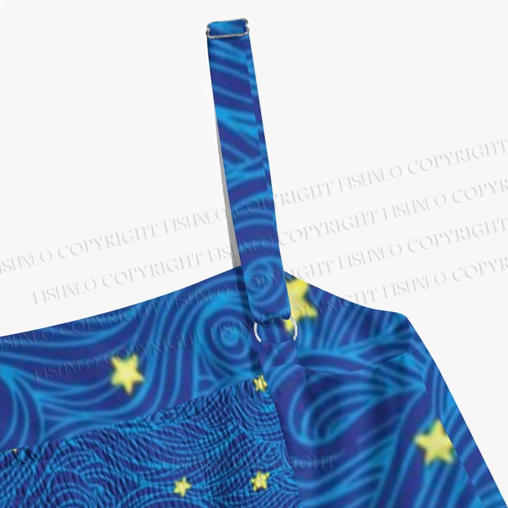 Van Gogh Starry Night Blue Wave Star  Maxi Dresses