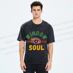 Unisex Psychedelic Heart Eye Printed Washed Tee