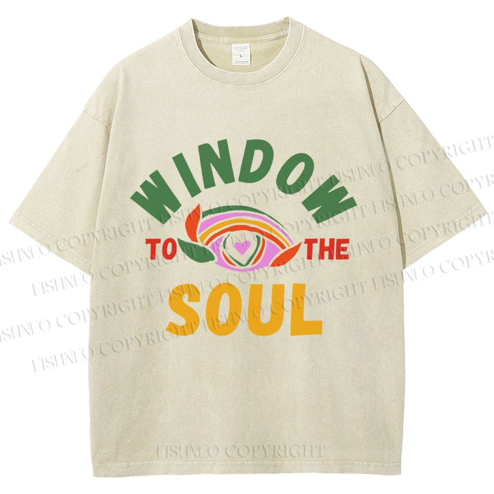 Unisex Psychedelic Heart Eye Printed Washed Tee