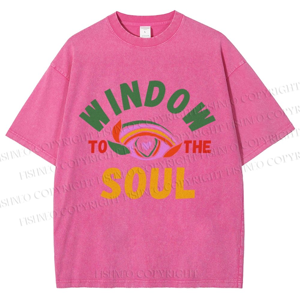 Unisex Psychedelic Heart Eye Printed Washed Tee