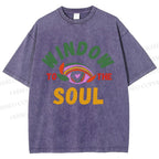Unisex Psychedelic Heart Eye Printed Washed Tee