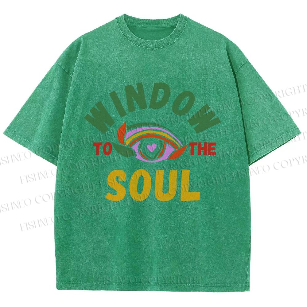 Unisex Psychedelic Heart Eye Printed Washed Tee