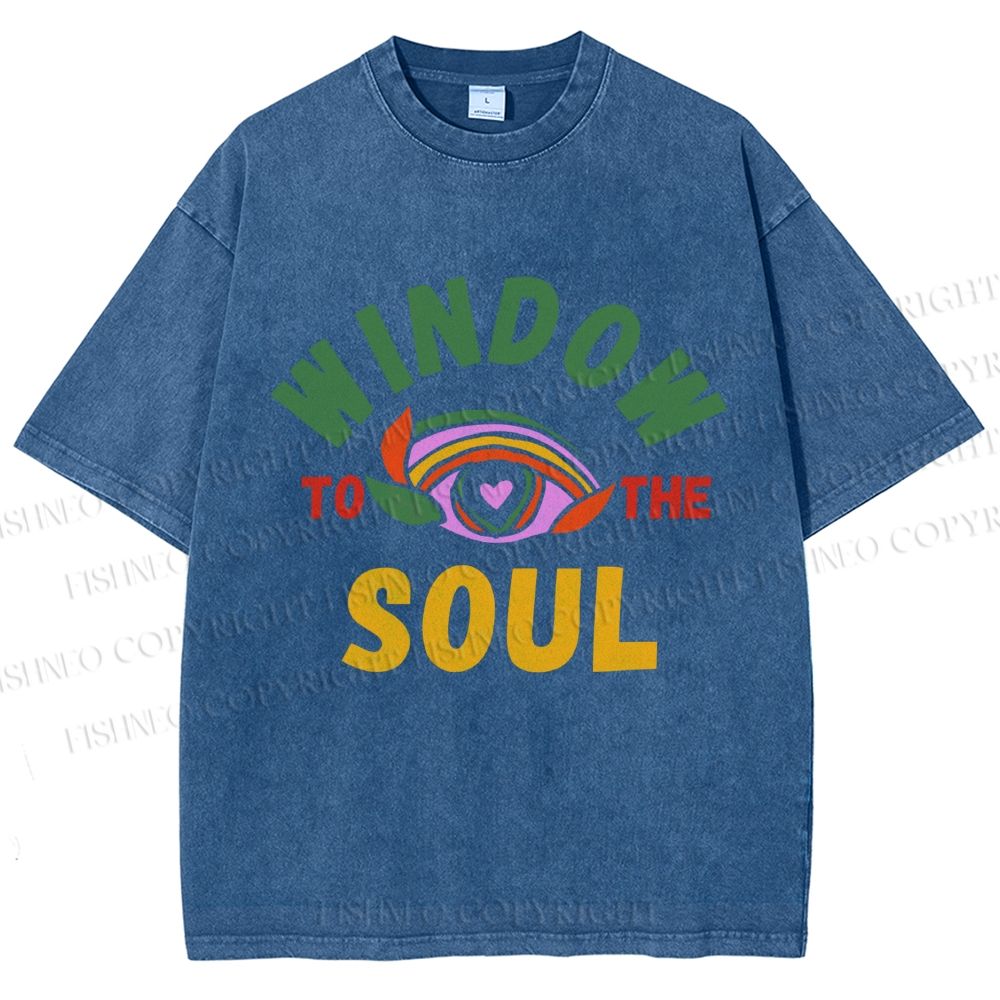 Unisex Psychedelic Heart Eye Printed Washed Tee