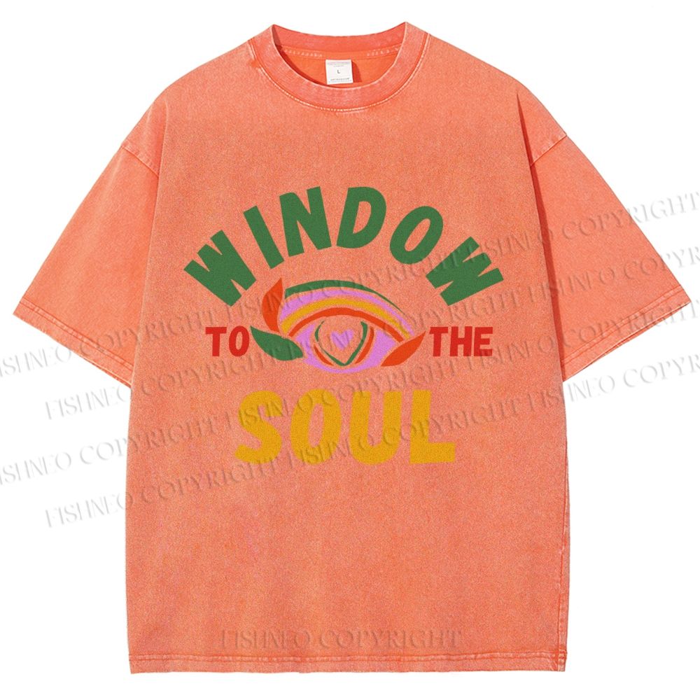 Unisex Psychedelic Heart Eye Printed Washed Tee