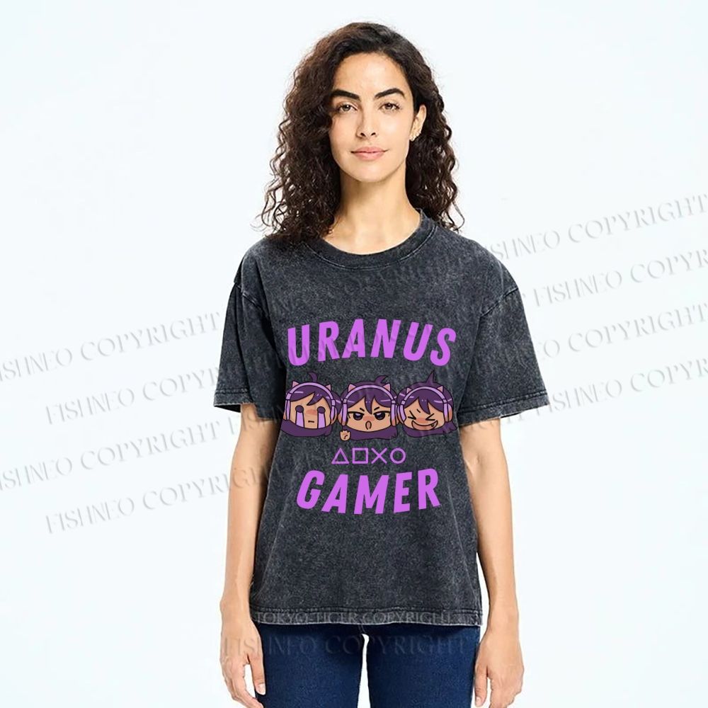 Unisex Gamer Girls Printed Washed Tee