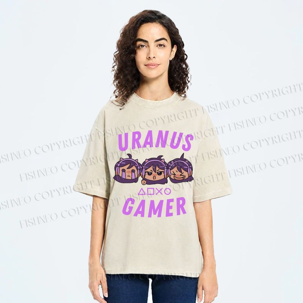 Unisex Gamer Girls Printed Washed Tee
