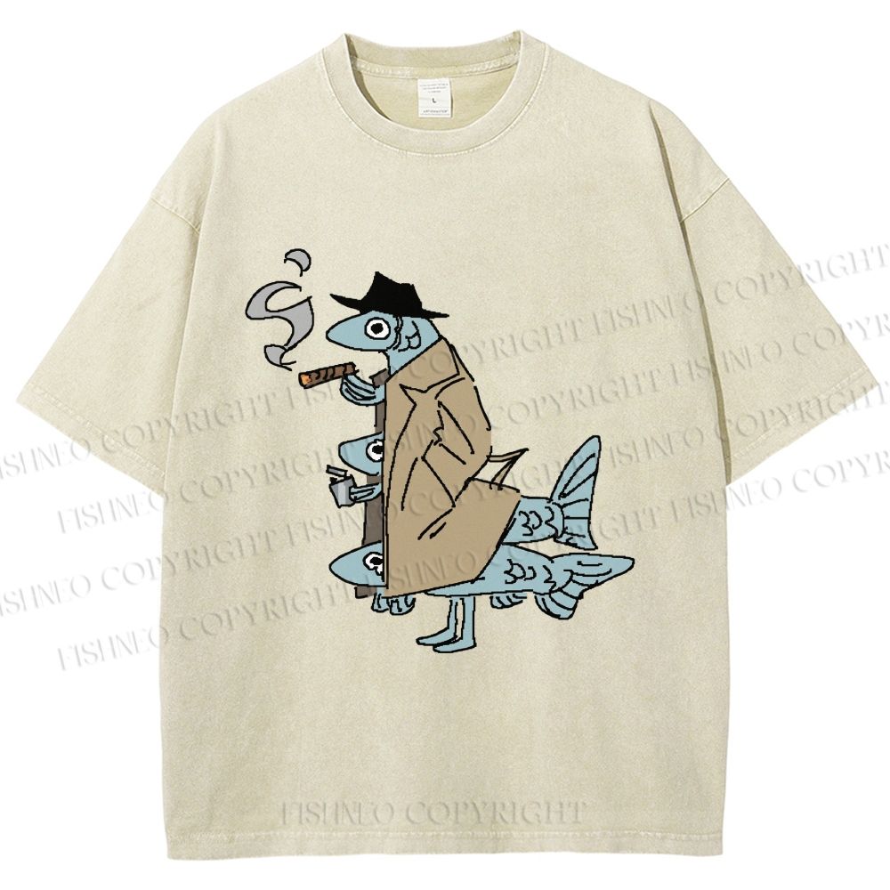 Unisex Vintage Spy Sardine Gang Printed Washed Tee