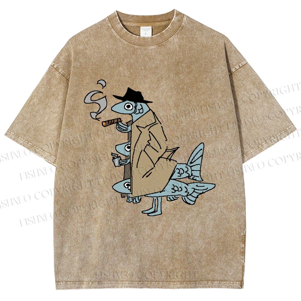Unisex Vintage Spy Sardine Gang Printed Washed Tee