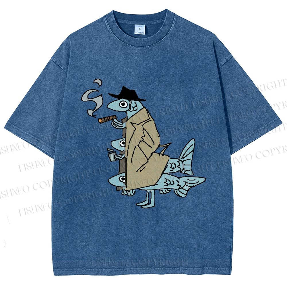 Unisex Vintage Spy Sardine Gang Printed Washed Tee