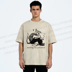 Unisex Wasting My Potential Rat Printed Washed Tee