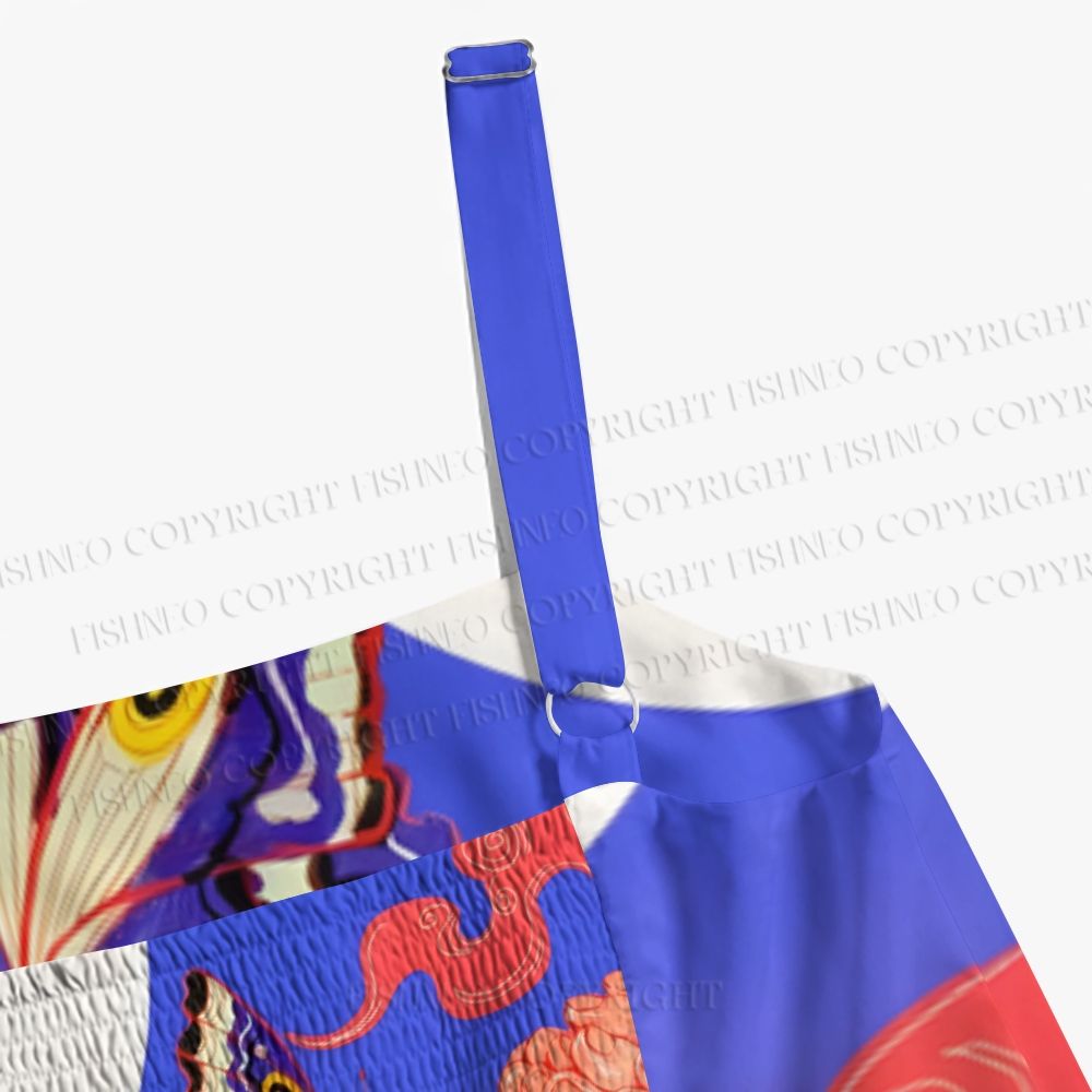 Japanese Ukiyo-e Butterflier Around Finger Flowers Maxi Dresses