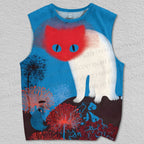 Unisex Weird Cat Japanese Ukiyo-e Printed Tank Top