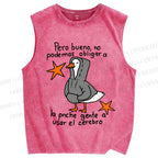 Unisex Slogan Chill Duck Printed Washed Tank Top
