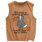 Unisex Slogan Chill Duck Printed Washed Tank Top