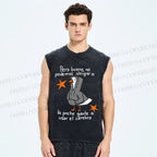Unisex Slogan Chill Duck Printed Washed Tank Top