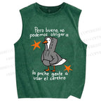 Unisex Slogan Chill Duck Printed Washed Tank Top
