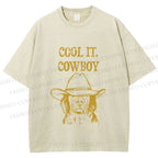 Unisex Cool it Cowboy Dog Printed Washed Tee