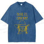 Unisex Cool it Cowboy Dog Printed Washed Tee