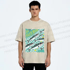 Unisex Sardine Fish in Net Printed Washed Tee