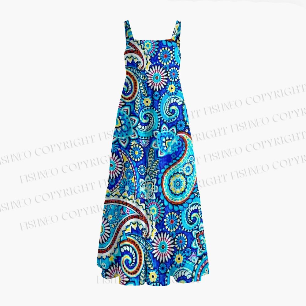 Vibrant Boho Paisley Floral All Over Print Maxi Dresse