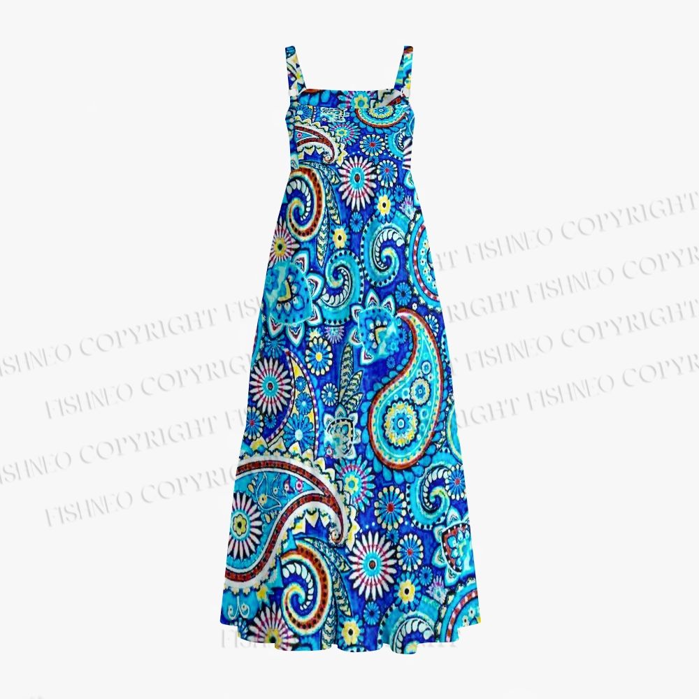Vibrant Boho Paisley Floral All Over Print Maxi Dresse