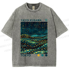 Unisex Yayoi Kusama Firefly All Over Printed Washed Tee