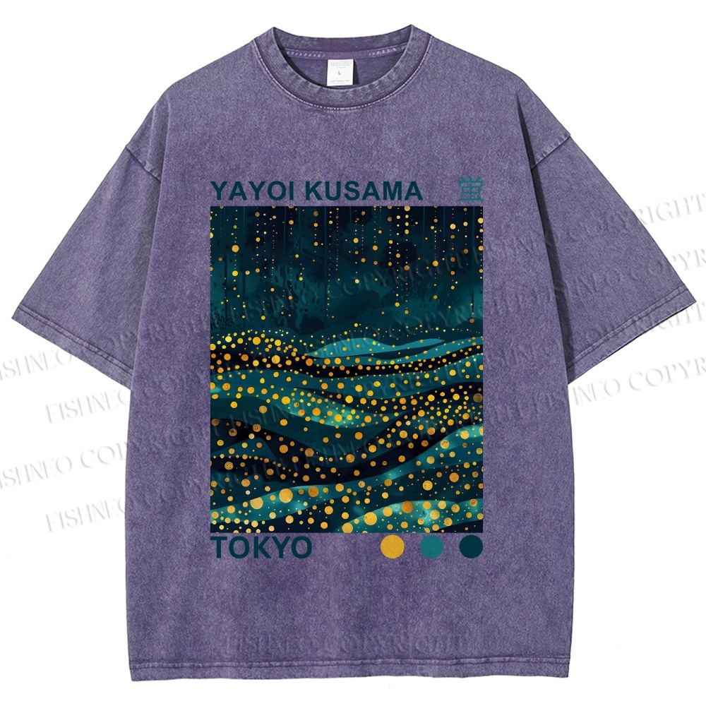 Unisex Yayoi Kusama Firefly All Over Printed Washed Tee