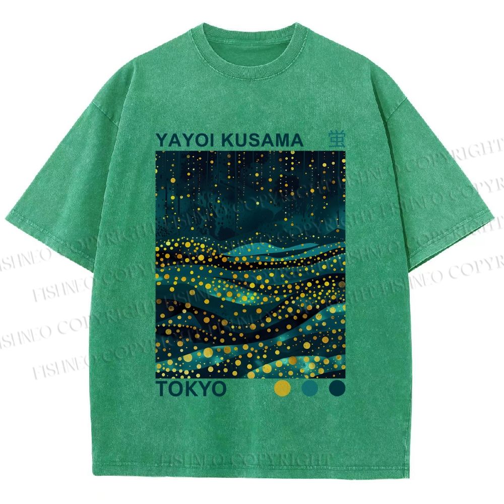 Unisex Yayoi Kusama Firefly All Over Printed Washed Tee
