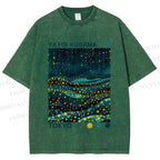 Unisex Yayoi Kusama Firefly All Over Printed Washed Tee