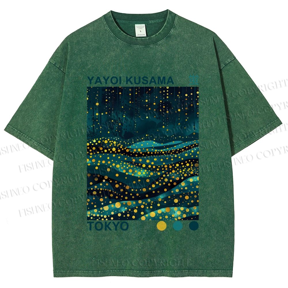 Unisex Yayoi Kusama Firefly All Over Printed Washed Tee