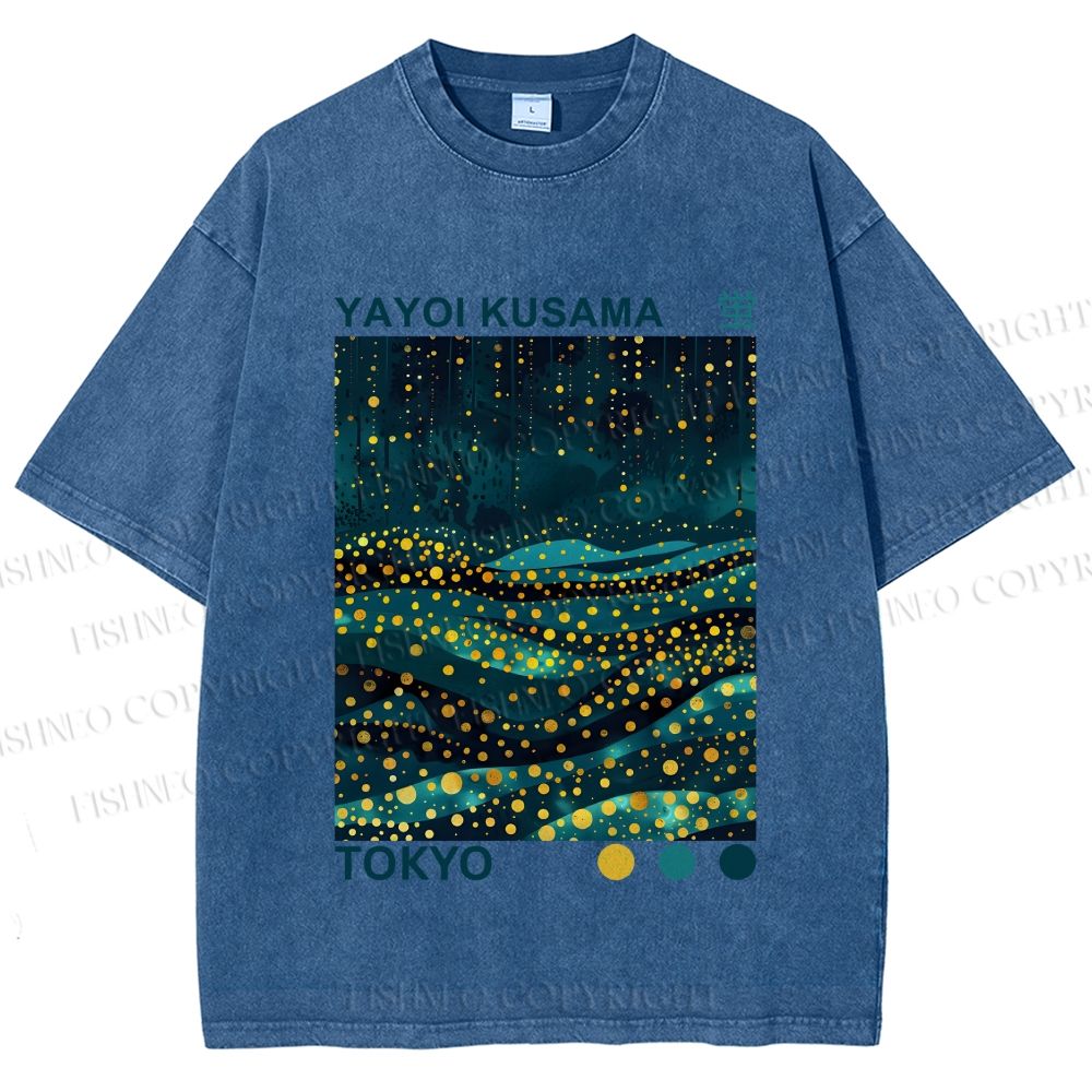 Unisex Yayoi Kusama Firefly All Over Printed Washed Tee