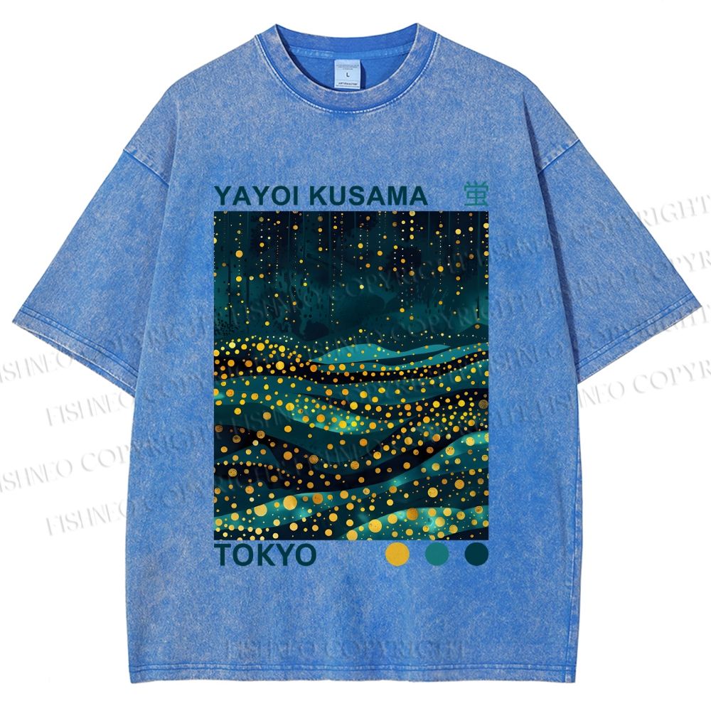 Unisex Yayoi Kusama Firefly All Over Printed Washed Tee