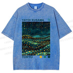 Unisex Yayoi Kusama Firefly All Over Printed Washed Tee