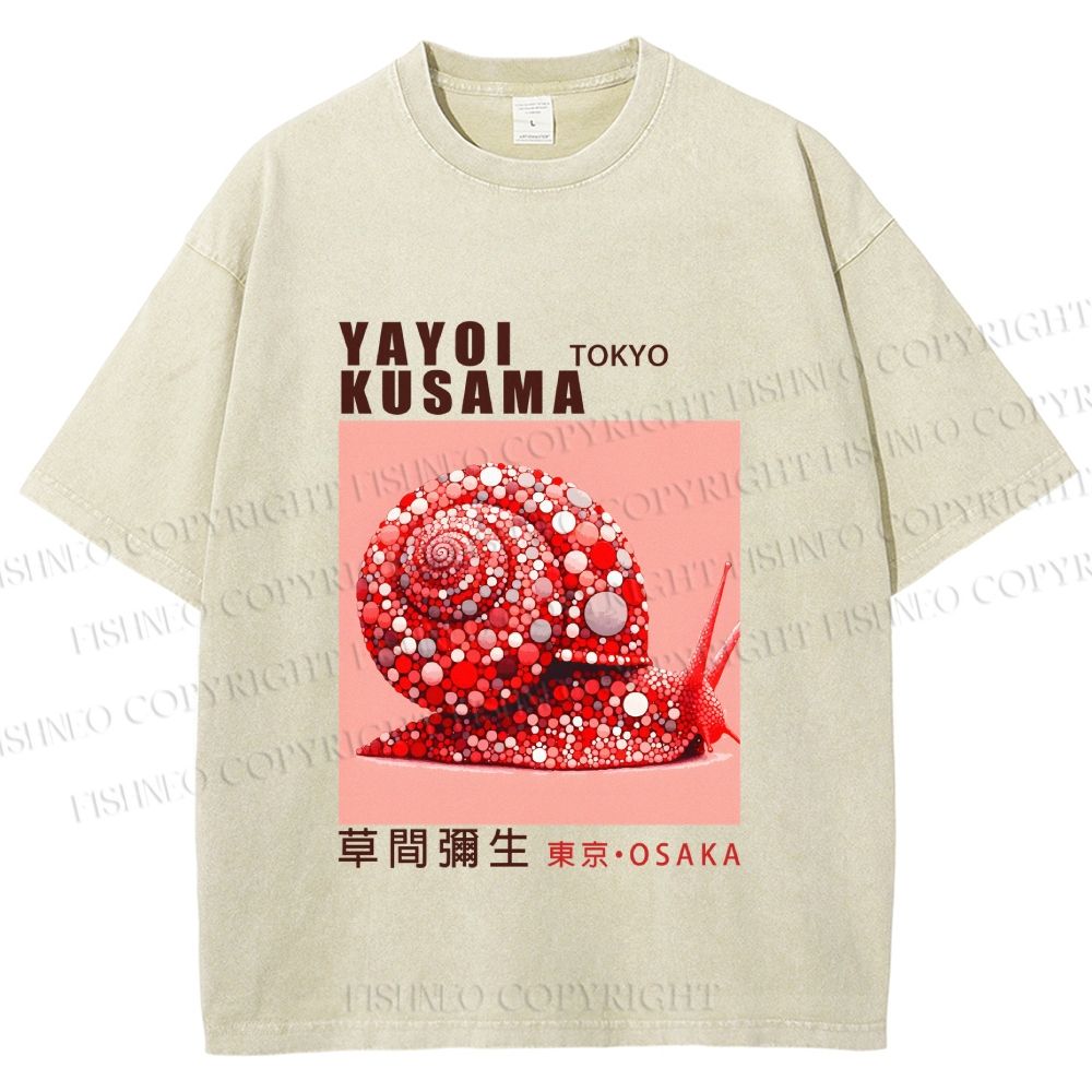 Unisex Yayoi Kusama Snails Printed Washed Tee