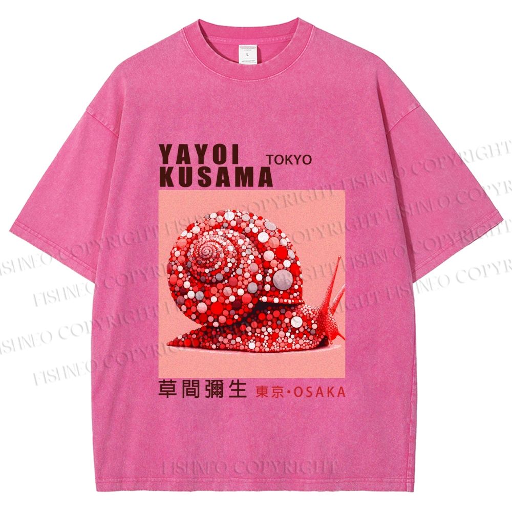 Unisex Yayoi Kusama Snails Printed Washed Tee