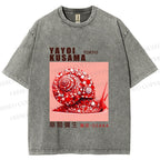 Unisex Yayoi Kusama Snails Printed Washed Tee