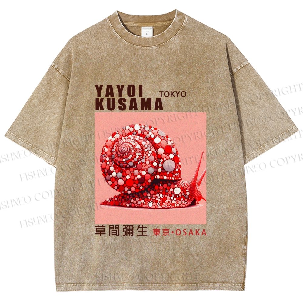 Unisex Yayoi Kusama Snails Printed Washed Tee