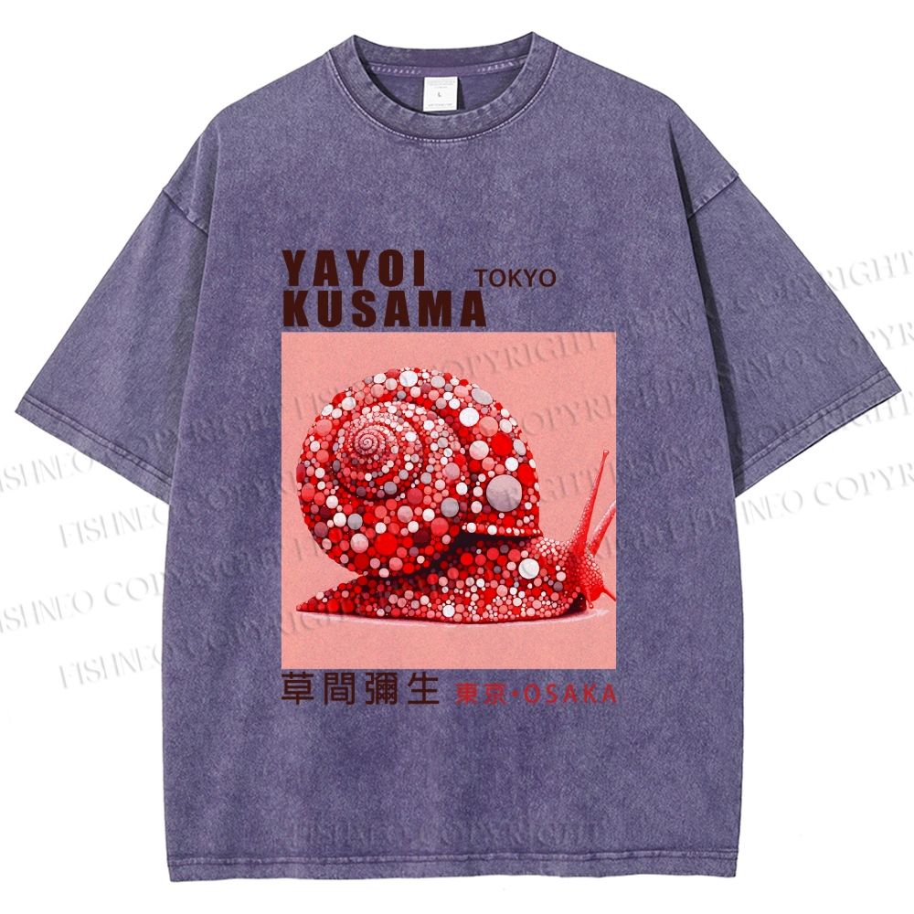 Unisex Yayoi Kusama Snails Printed Washed Tee