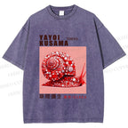 Unisex Yayoi Kusama Snails Printed Washed Tee