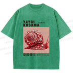 Unisex Yayoi Kusama Snails Printed Washed Tee