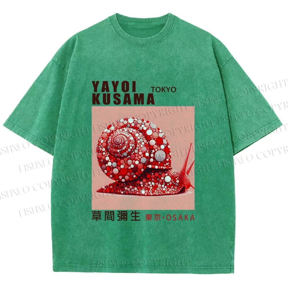 Unisex Yayoi Kusama Snails Printed Washed Tee