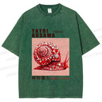 Unisex Yayoi Kusama Snails Printed Washed Tee