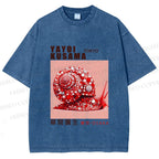 Unisex Yayoi Kusama Snails Printed Washed Tee
