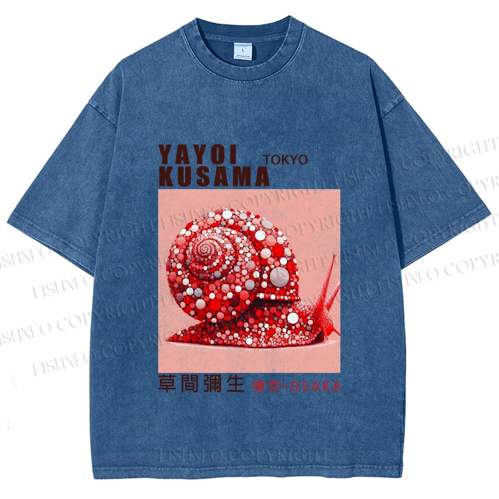 Unisex Yayoi Kusama Snails Printed Washed Tee
