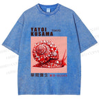 Unisex Yayoi Kusama Snails Printed Washed Tee