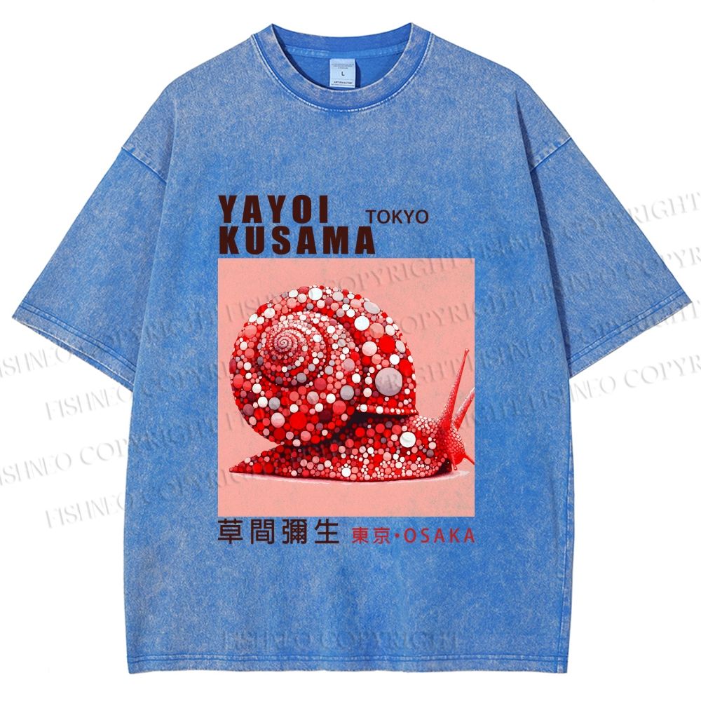 Unisex Yayoi Kusama Snails Printed Washed Tee