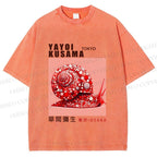 Unisex Yayoi Kusama Snails Printed Washed Tee