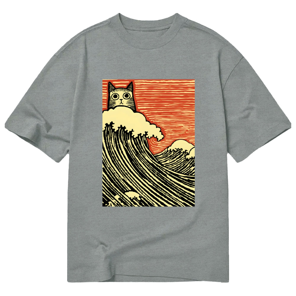 Charming Japanese Cat Art Cotton Casual T-shirt